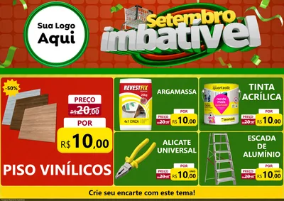 Modelo de Encarte para Encarte A4 Horizontal com o tema Setembro Imbatível para Material para Construção