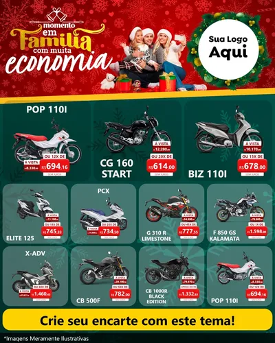Modelo de Rede Social para Feed Instagram com o tema Momento em Família (Natal) para Concessionaria de Motos