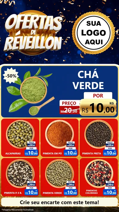 Modelo de Rede Social para Stories com o tema Ofertas de Réveillon para Produtos Naturais