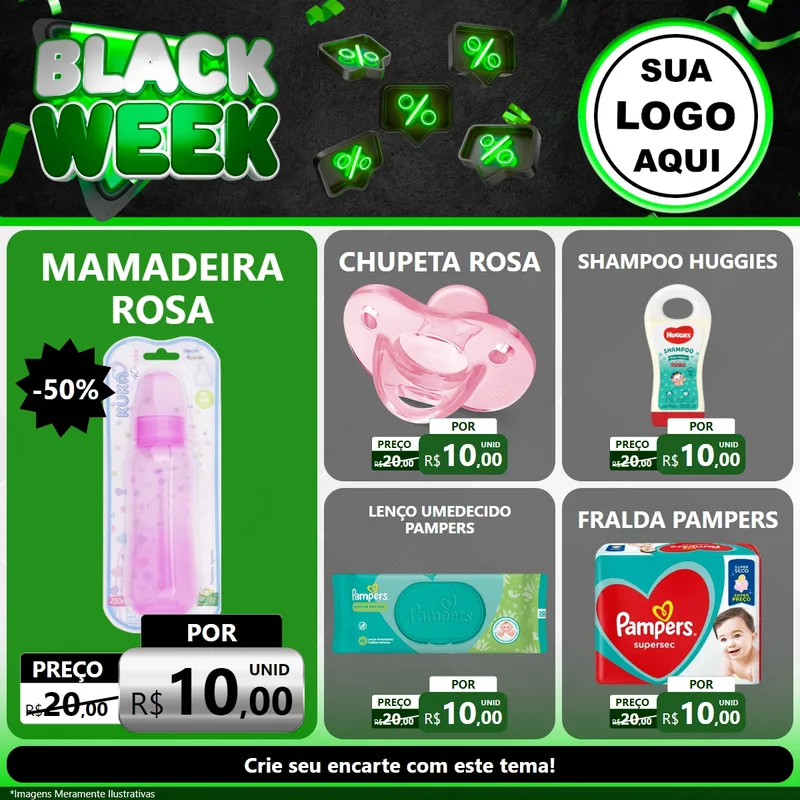 Modelo de Rede Social para Feed Facebook com o tema Black Week para Bebês