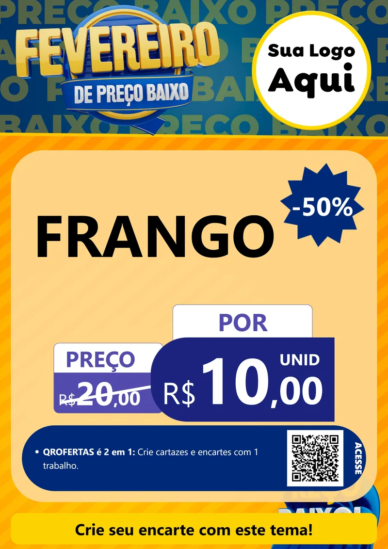 Modelo de Cartaz para Cartaz A4 Vertical com o tema Fevereiro de Preço Baixo para Assados
