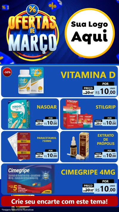 Modelo de TV para TV Vertical com o tema Ofertas de Março para Farmácia