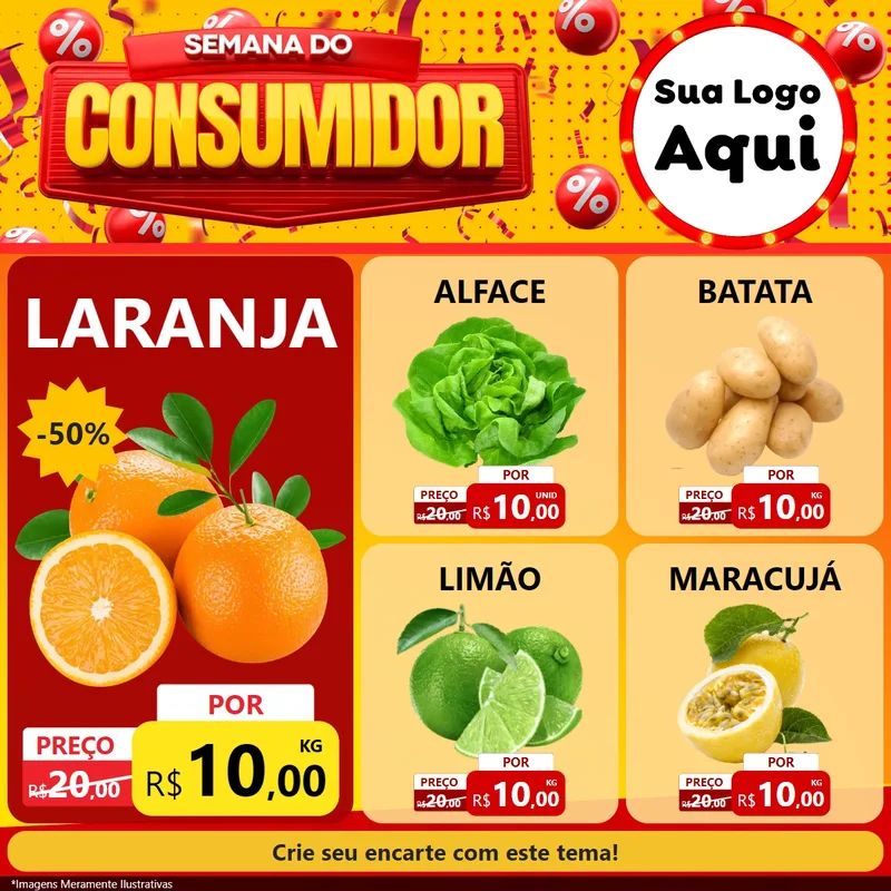 Modelo de Rede Social para Feed Facebook com o tema Semana do Consumidor para Hortifrúti