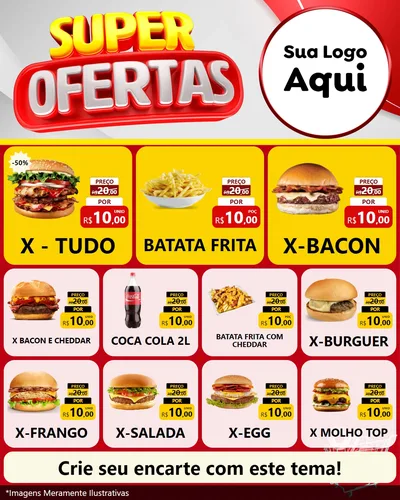 Modelo de Rede Social para Feed Instagram com o tema Super Ofertas para Hamburgueria