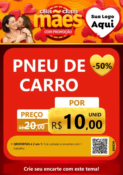 Modelo de Cartaz para Cartaz A4 Vertical com o tema Dia das Mães com Promoção para Auto peças
