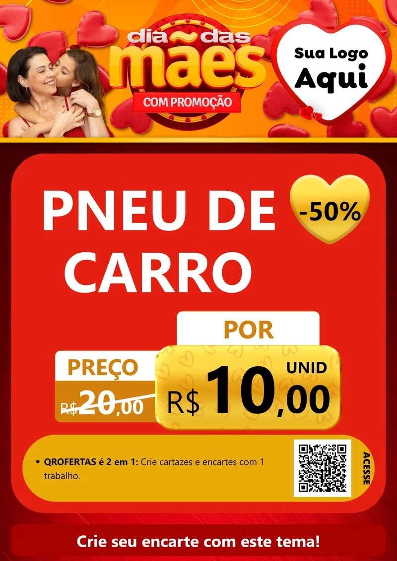 Modelo de Cartaz para Cartaz A4 Vertical com o tema Dia das Mães com Promoção para Auto peças