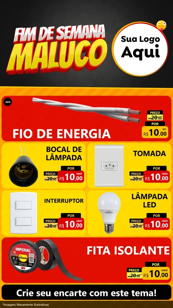 Modelo de TV para TV Vertical com o tema Final de Semana Maluco para Materiais Elétricos