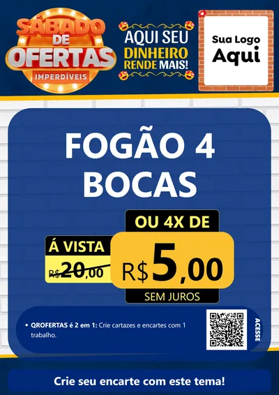 Modelo de Cartaz para Cartaz A4 Vertical com o tema Sábado de Ofertas Imperdíveis para Móveis e Eletro