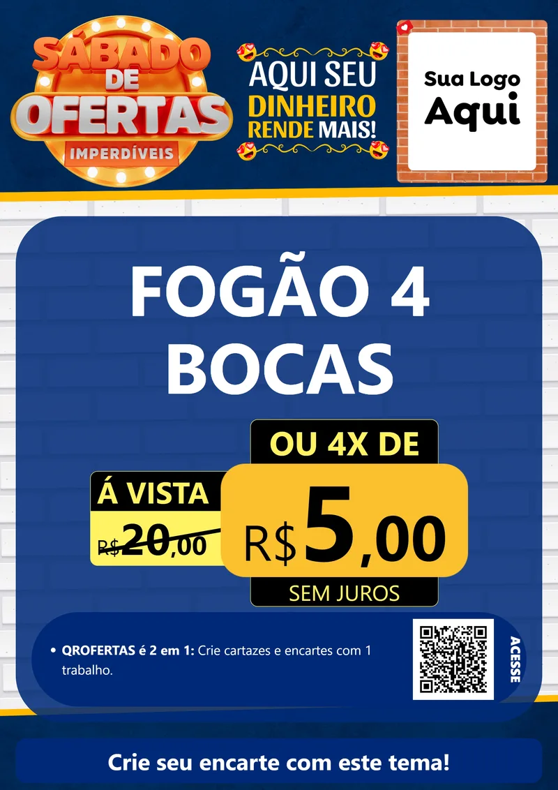 Modelo de Cartaz para Cartaz A4 Vertical com o tema Sábado de Ofertas Imperdíveis para Móveis e Eletro