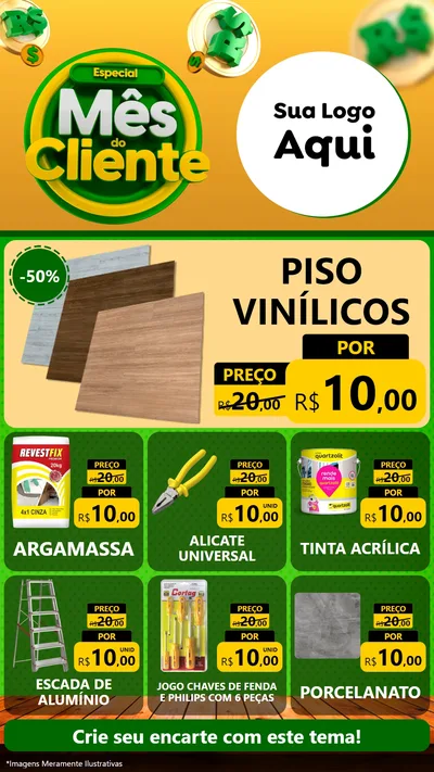 Modelo de Rede Social para Stories com o tema Especial Mês do Cliente para Material para Construção