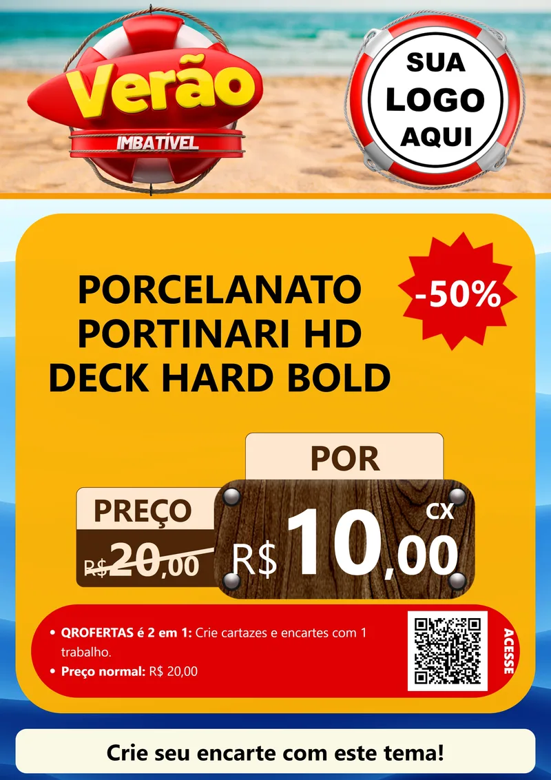 Modelo de Cartaz para Cartaz A4 Vertical com o tema Verão Imbatível para Pisos e revestimentos