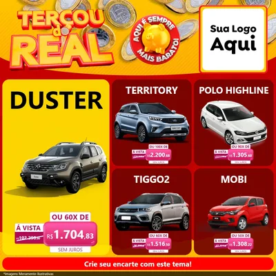 Modelo de Rede Social para Feed Facebook com o tema Terçou do Real para Concessionaria de Carros