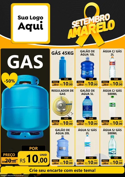 Modelo de Encarte para Encarte A4 Vertical com o tema Setembro Amarelo para Água e gás