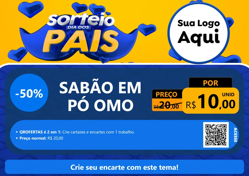Modelo de Cartaz para Cartaz A4 Horizontal com o tema Sorteio Dia dos Pais para Produtos de Limpeza