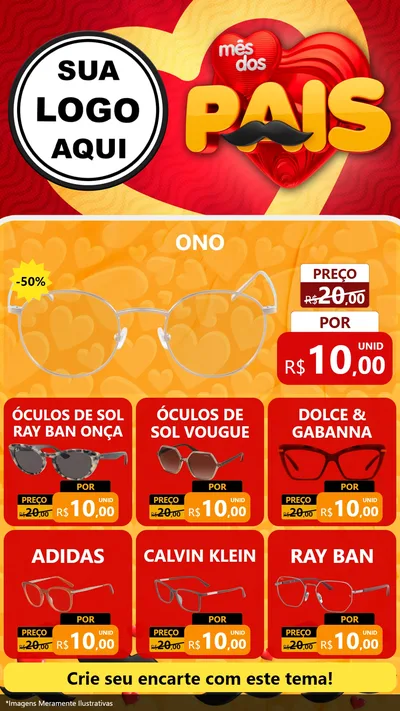 Modelo de Rede Social para Stories com o tema Mês Dos Pais para Óticas