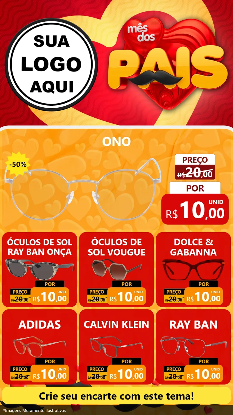 Modelo de Rede Social para Stories com o tema Mês Dos Pais para Óticas
