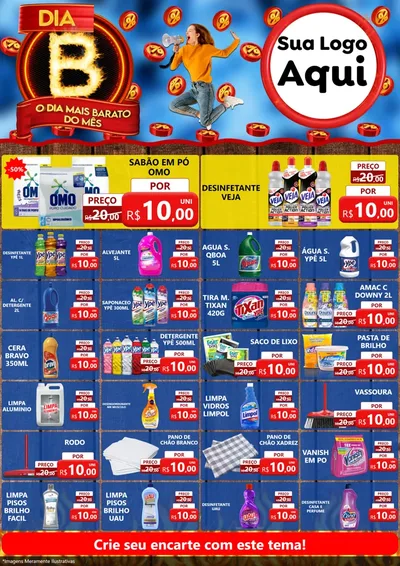 Modelo de Encarte para Encarte A4 Vertical com o tema Dia B - O Dia Mais Barato Do Mês para Produtos de Limpeza