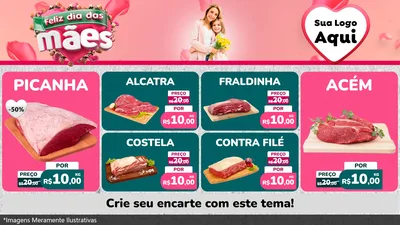 Modelo de TV para TV Horizontal com o tema Feliz Dia das Mães para Açougue