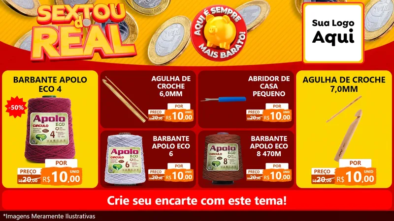Modelo de TV para TV Horizontal com o tema Sextou do Real para Armarinho e Aviamentos