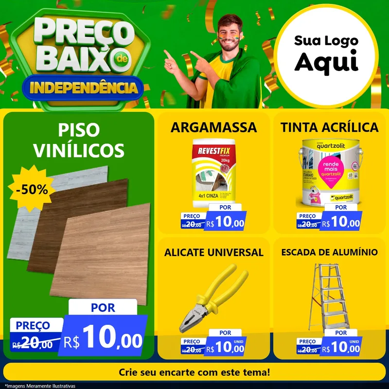 Modelo de Rede Social para Feed Facebook com o tema Preço Baixo de Independência para Material para Construção