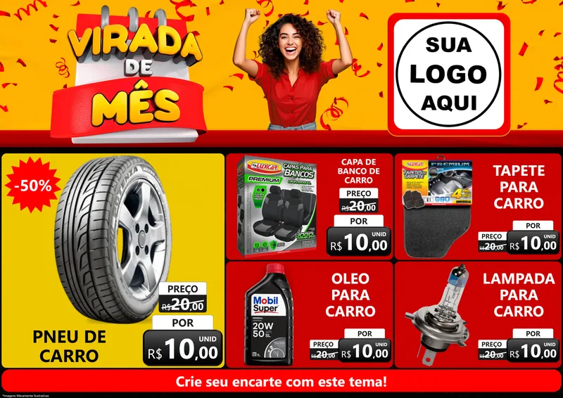 Modelo de Encarte para Encarte A4 Horizontal com o tema Virada de Mês para Auto peças