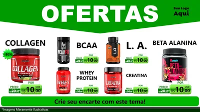 Modelo de TV para TV Horizontal com o tema Ofertas Verde Cartaz para Suplementos alimentares