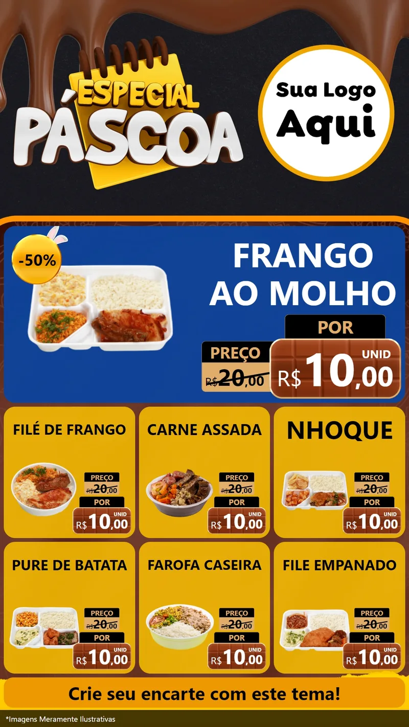 Modelo de Rede Social para Stories com o tema Especial Páscoa para Restaurante