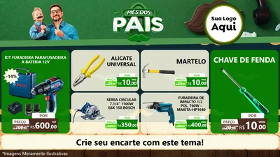 Modelo de TV para TV Horizontal com o tema Mês dos Pais para Maquinas e Ferramentas