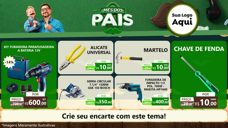 Modelo de TV para TV Horizontal com o tema Mês dos Pais para Maquinas e Ferramentas