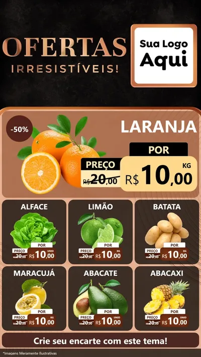 Modelo de Rede Social para Stories com o tema Ofertas Irresistíveis! para Hortifrúti