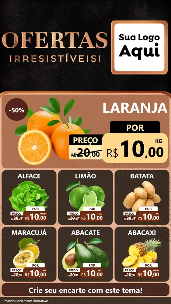 Modelo de Rede Social para Stories com o tema Ofertas Irresistíveis! para Hortifrúti