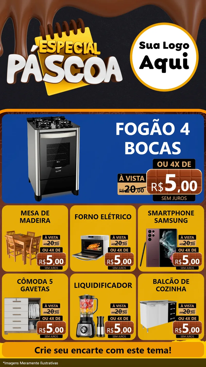 Modelo de Rede Social para Stories com o tema Especial Páscoa para Móveis e Eletro