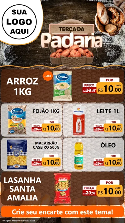 Modelo de TV para TV Vertical com o tema Terça da Padaria