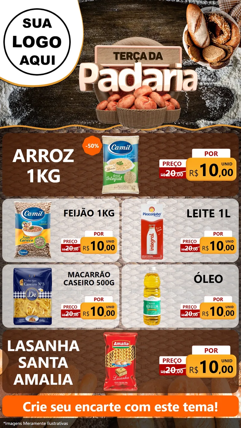 Modelo de TV para TV Vertical com o tema Terça da Padaria para Supermercado