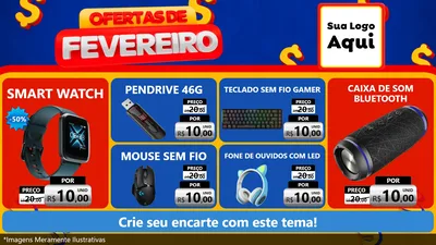 Modelo de TV para TV Horizontal com o tema Ofertas de Fevereiro para Informática