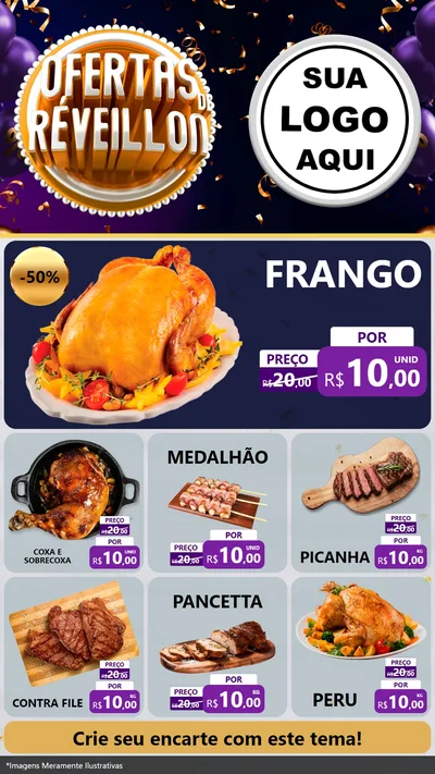 Modelo de Rede Social para Stories com o tema Ofertas de Réveillon para Assados
