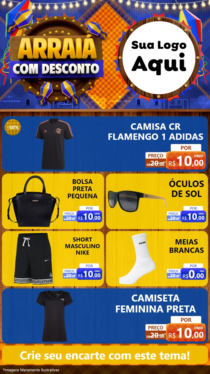 Modelo de TV para TV Vertical com o tema Arraiá Com Desconto para Roupas e acessórios
