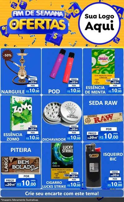 Modelo de Encarte para Encarte Grande com o tema Fim de Semana de Ofertas para Tabacaria
