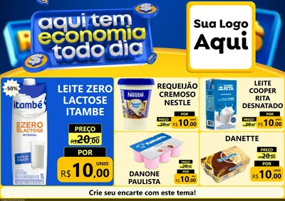 Modelo de Encarte para Encarte A4 Horizontal com o tema Aqui Tem Economia Todo Dia para Frios e Laticínios