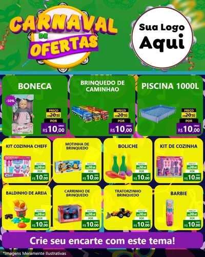 Modelo de Rede Social para Feed Instagram com o tema Carnaval de Ofertas para Brinquedos