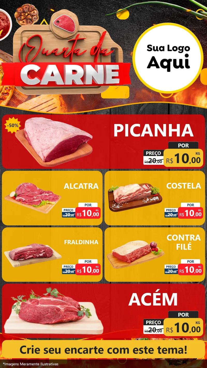 Modelo de TV para TV Vertical com o tema Quarta da Carne para Açougue