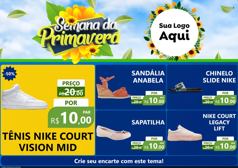 Modelo de Encarte para Encarte A4 Horizontal com o tema Semana da Primavera para Calçados