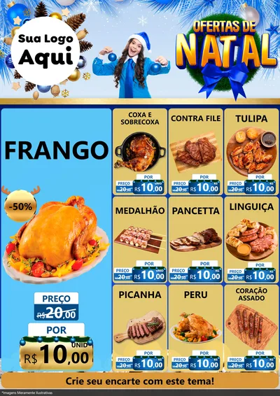 Modelo de Encarte para Encarte A4 Vertical com o tema Ofertas de Natal para Assados
