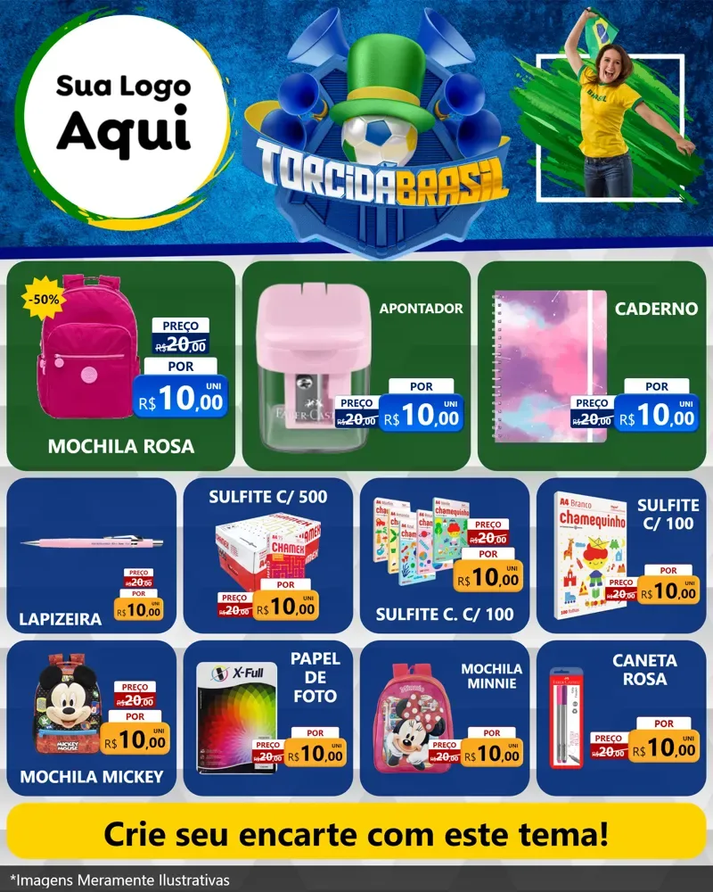 Modelo de Rede Social para Feed Instagram com o tema Torcida Brasil - Copa para Papelaria