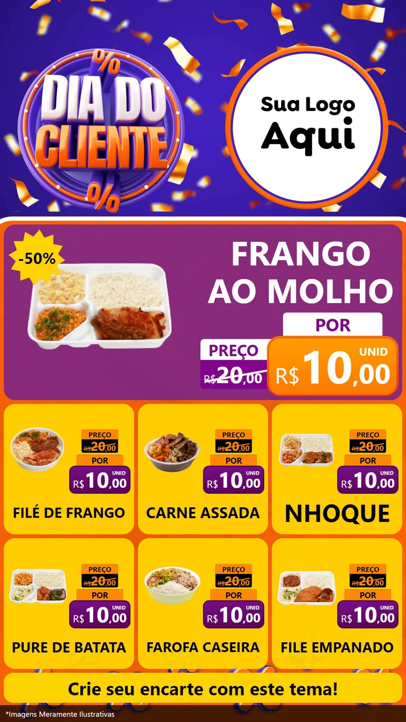 Modelo de Rede Social para Stories com o tema Dia do Cliente para Restaurante