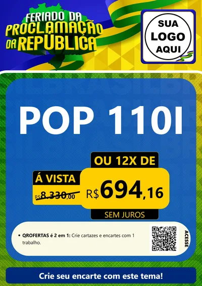Modelo de Cartaz para Cartaz A4 Vertical com o tema Feriado da Proclamação da República para Concessionaria de Motos