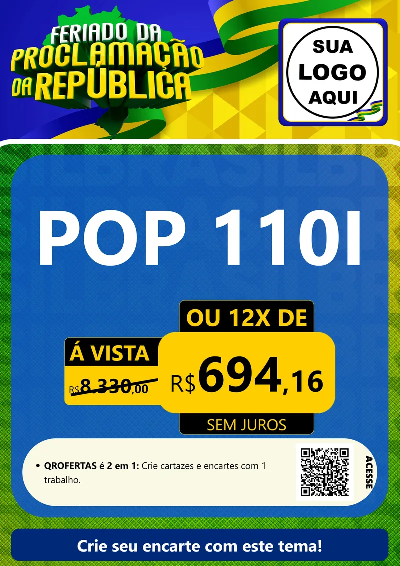Modelo de Cartaz para Cartaz A4 Vertical com o tema Feriado da Proclamação da República para Concessionaria de Motos