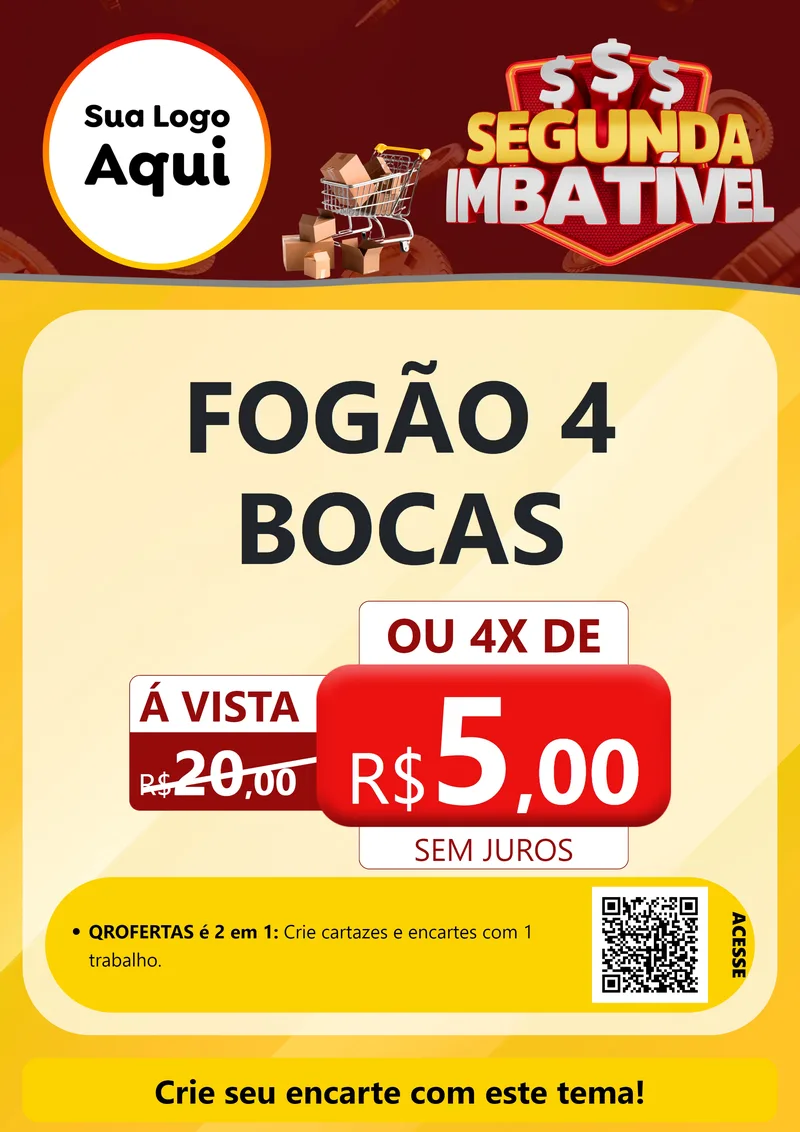 Modelo de Cartaz para Cartaz A4 Vertical com o tema Segunda Imbatível para Móveis e Eletro