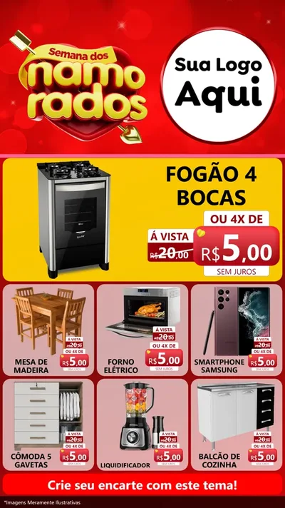 Modelo de Rede Social para Stories com o tema Semana dos namorados para Móveis e Eletro
