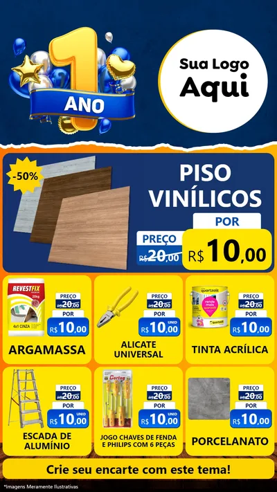 Modelo de Rede Social para Stories com o tema Um Ano de Aniversário para Material para Construção